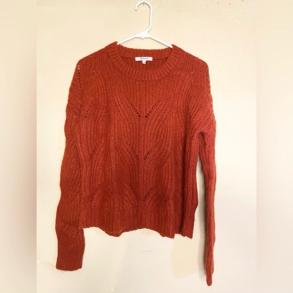 Madewell Cherry Red Cable Knit Sweater